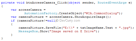 Access Camera using Silverlight 4.0 and COM